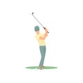 Golf player swinging club over head isolate on white background Royalty Free Stock Photo