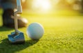 Golf Player Using Putter Club Close Up Royalty Free Stock Photo