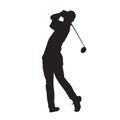 Golf player vector isolated silhouette Royalty Free Stock Photo