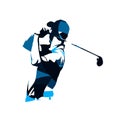 Golf player vector logo, abstract blue silhouette Royalty Free Stock Photo