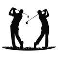 Golf player Vector silhouettes Royalty Free Stock Photo