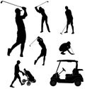 Golf players silhouettes Royalty Free Stock Photo