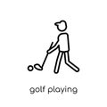 Golf playing icon. Trendy modern flat linear vector Golf playing