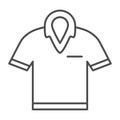 Golf polo shirt thin line icon, golf concept, t-shirt sign on white background, Polo shirt icon in outline style for