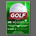 Golf Poster Vector. Banner Advertising. Sport Event Announcement. Ball. A4 Size. Announcement, Game, League Design Royalty Free Stock Photo