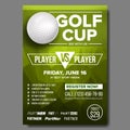 Golf Poster Vector. Golf Ball. Vertical Design For Sport Bar Promotion. Tournament, Championship Flyer Design. Golf Club Royalty Free Stock Photo