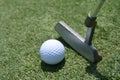 Golf Putter, Ball and Green Royalty Free Stock Photo