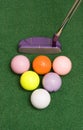 Golf Putter and Colored Balls