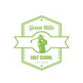 Golf school logo, emblem with golfer