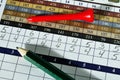 Golf Score Card with Red Tee and Green Pencil Royalty Free Stock Photo
