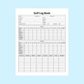 Golf score notebook KDP interior. Daily golf information and game score record log book template. KDP interior journal. Golf