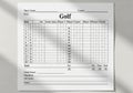 Areas for total scores, gross score, handicap, net score, and Royalty Free Stock Photo