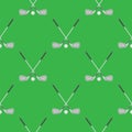 Golf Seamless Pattern. Summer Sport Background. Balls and Sticks Isolated on Green Royalty Free Stock Photo