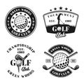 Golf set of four vector emblems, badges, labels