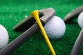 Golf set on grass Royalty Free Stock Photo