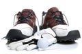 Golf shoes,Ball,Glove and Tee Royalty Free Stock Photo