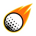 Golf sport ball comet fire tail flying logo