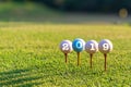 Golf sport conceptual. Happy new year 2019. Golf ball on the tee. Royalty Free Stock Photo