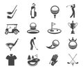 Golf sport game vector glyph icons set Royalty Free Stock Photo