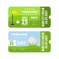 Golf Sport Ticket Set. Vector Royalty Free Stock Photo