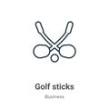 Golf sticks outline vector icon. Thin line black golf sticks icon, flat vector simple element illustration from editable business