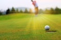 Golf, sunset, sport and funny Royalty Free Stock Photo
