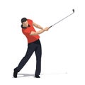 Golf swing front view, abstract vector illustration