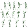 Golf swing stages hand drawn illustration Royalty Free Stock Photo