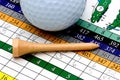 Golf tee, ball and scorecard Royalty Free Stock Photo