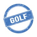 GOLF text on blue grungy round stamp