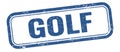 GOLF text on blue grungy vintage stamp