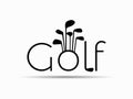 Golf text on white background with shadow. Vector