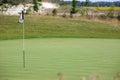 Golf tournament - golf balls and flag Royalty Free Stock Photo