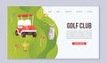 Golf tournament cartoon web template vector illustration. Summer sports competition and outdoor leisure. Bag with golf Royalty Free Stock Photo