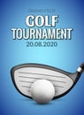 Golf tournament poster template flyer. Golf ball competition. Sport club vector design Royalty Free Stock Photo