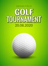 Golf tournament poster template flyer. Golf ball on green grass for competition. Sport club vector design Royalty Free Stock Photo