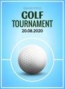 Golf tournament poster template flyer. Golf ball on green grass for competition. Sport club vector design Royalty Free Stock Photo