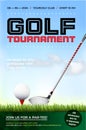 Golf tournament poster template with golf club and ball Royalty Free Stock Photo