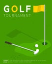 Golf tournament promo poster flat vector template Royalty Free Stock Photo