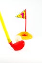 Golf Toys on white and hold number one Royalty Free Stock Photo