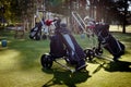 Golf trolleys with equipment