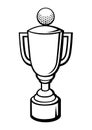 Golf trophy with ball illustration. Sport club item or symbol.