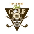 Golf vector emblem, badge, label, logo with skull