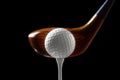 Golf wooden club with ball on tee Royalty Free Stock Photo