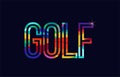 golf word typography design in rainbow colors logo