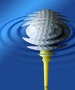 Golfball with blue ripples