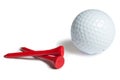 Golfball red tee Royalty Free Stock Photo