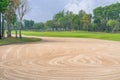 Golfcourse, Beautiful landscape of a golf court with palm trees and green grass Royalty Free Stock Photo