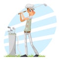 Golfer cool professional player adjusts glove champion golf club cartoon character design vector illustration Royalty Free Stock Photo