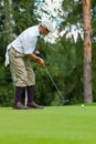 Golfer finishes his swing